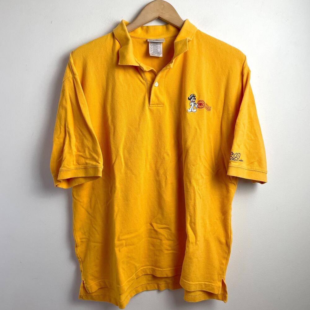 Disney Sailor Mickey Mouse Yellow Polo Shirt Large Cotton 2008 Cruise Nautical